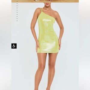 Lime Sequin Mini Dress
